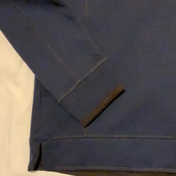 Men’s Navy Button Plaque Henley with Topstitching and  Brown Corduroy Trim - Picture 4 of 10